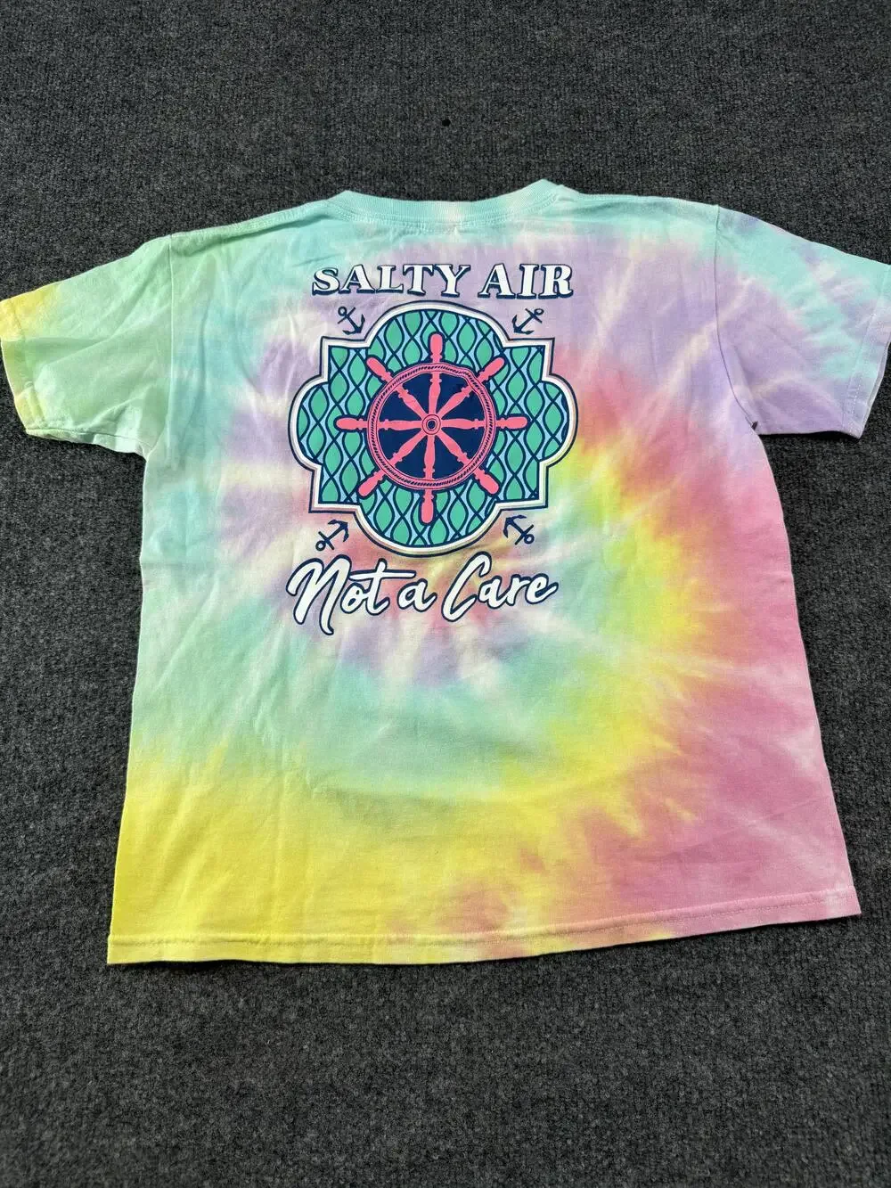 Benny & Belle Shirt Girls M Multicolor Tie Dye Salty Air Not A Care Nautical